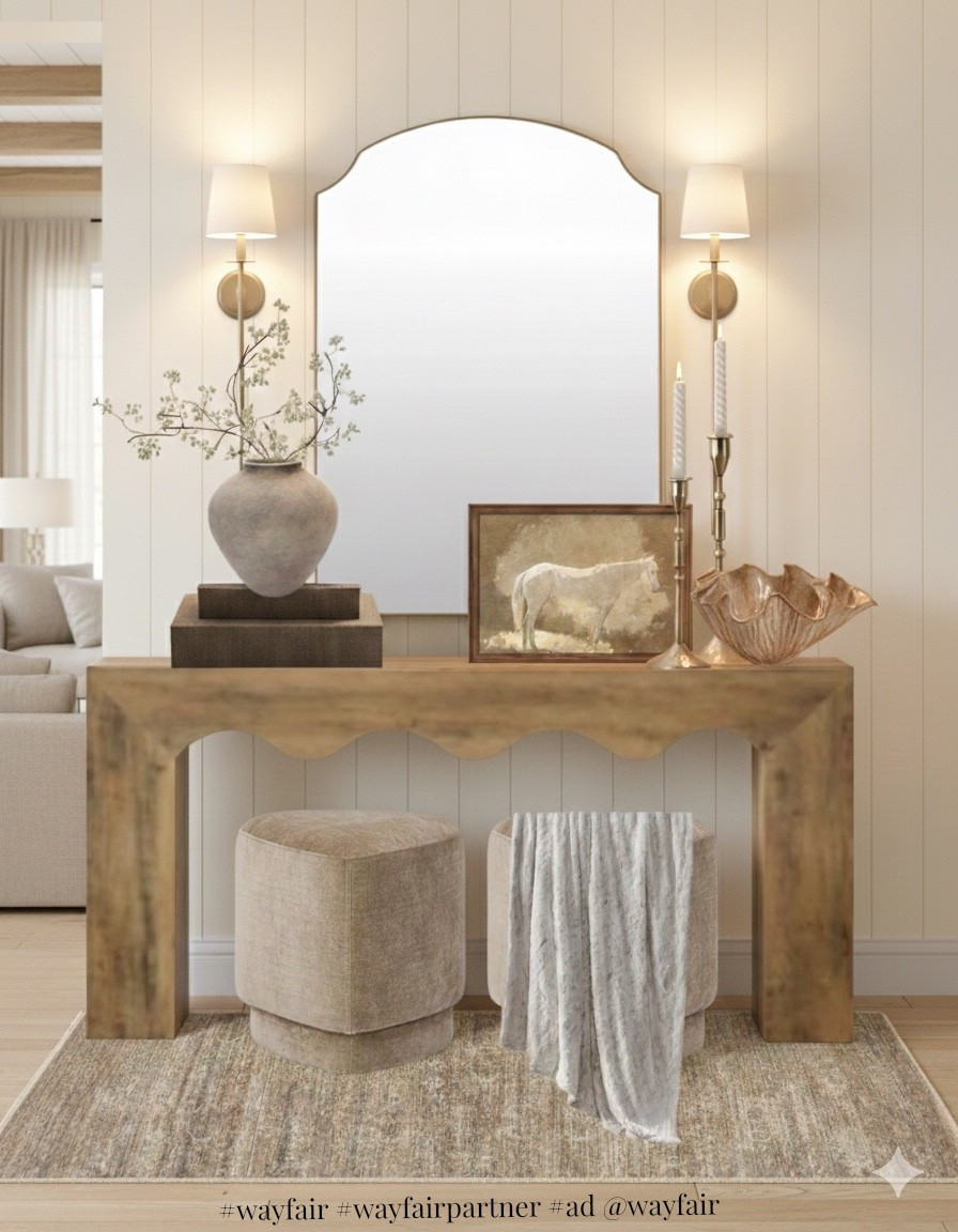 Would you style am your entryway like this in your home too? I’m lowkey obsessed with how it turned out 😍 

#entrywaygoals #scallopedconsoletable #wayfairpartner #wayfair #ad @wayfair 

#LTKHome #LTKSaleAlert #LTKdayinmylife