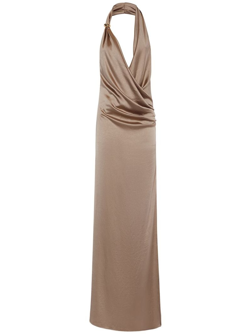 Satin halter neck long dress - Blumarine - Women | Luisaviaroma | Luisaviaroma