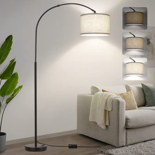 Dimmable Floor Lamp, Arc Floor Lamp with Dimmer, Black Standing Lamp with Adjustable Hanging Shad... | Amazon (US)