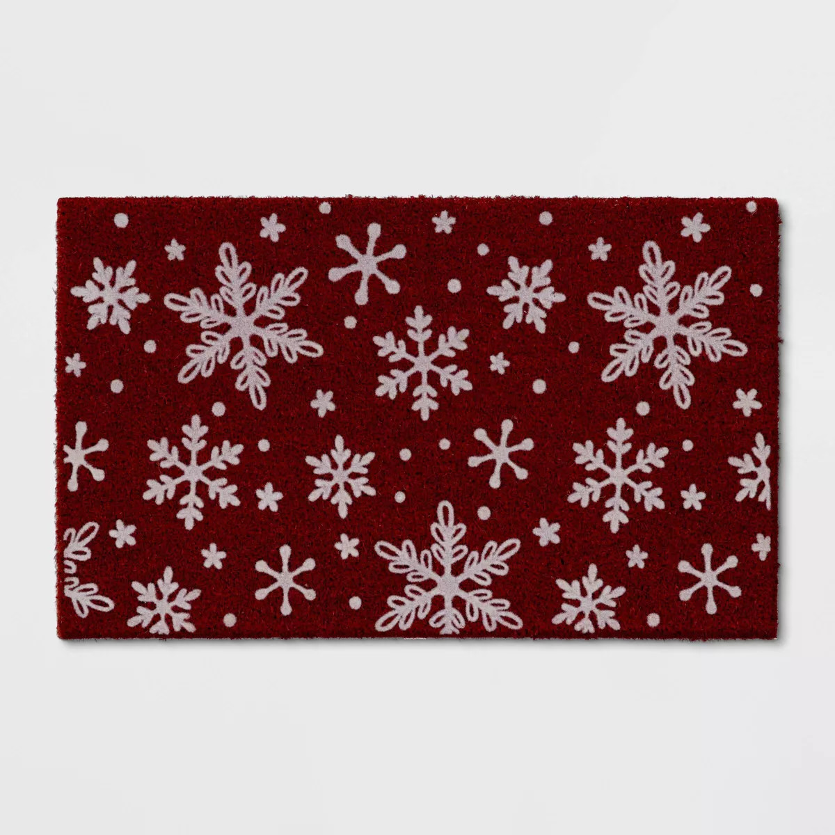Christmas Snowflakes Flocked Doormat Red - Wondershop™ | Target