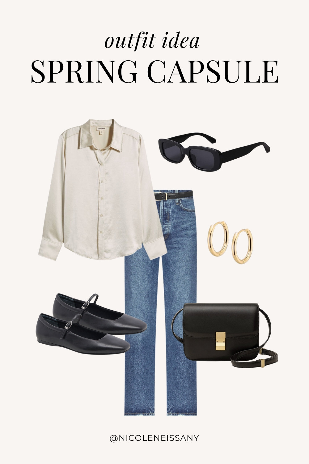 Casual spring outfit idea featuring my 2025 Spring Capsule Wardrobe staples | casual spring outfit, spring brunch outfit, spring date night outfit, spring date outfit, elevated casual spring outfit, spring work outfit, spring office outfit, spring outfits, spring shoes, 2025 spring trends, 2025 spring fashion trends, neutral capsule wardrobe, minimalist capsule wardrobe | satin blouse, satin shirt, button down shirt, spring tops, medium wash denim, medium wash jeans, spring jeans, spring denim, ballet flats, spring shoes, spring shoe trends, gold hoop earrings

#LTKSpring #LTKPetite #LTKTravel #LTKSaleAlert #LTKShoeCrush #LTKWorkwear #LTKFindsUnder100 #LTKStyleTip #LTKFindsUnder50 #LTKSeasonal 

 