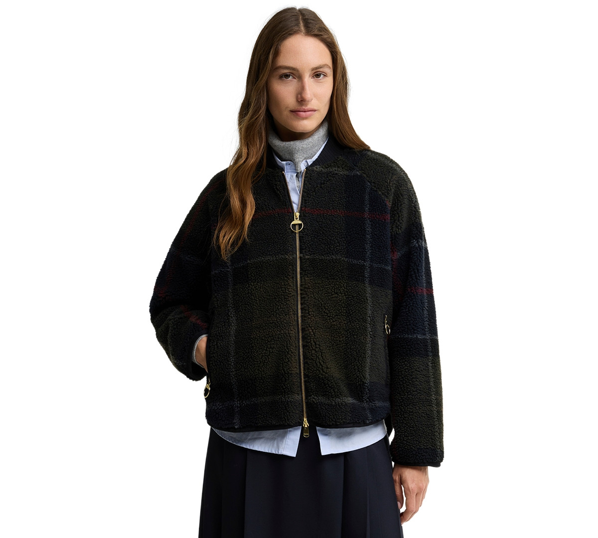 Barbour Women's Kirklees Tartan Jacquard Half-Zip Fleece - Shadow Classic | Macy's