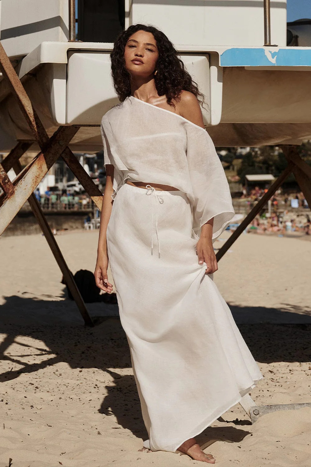 BRIANNE WHITE BATWING RAMIE TOP | DISSH