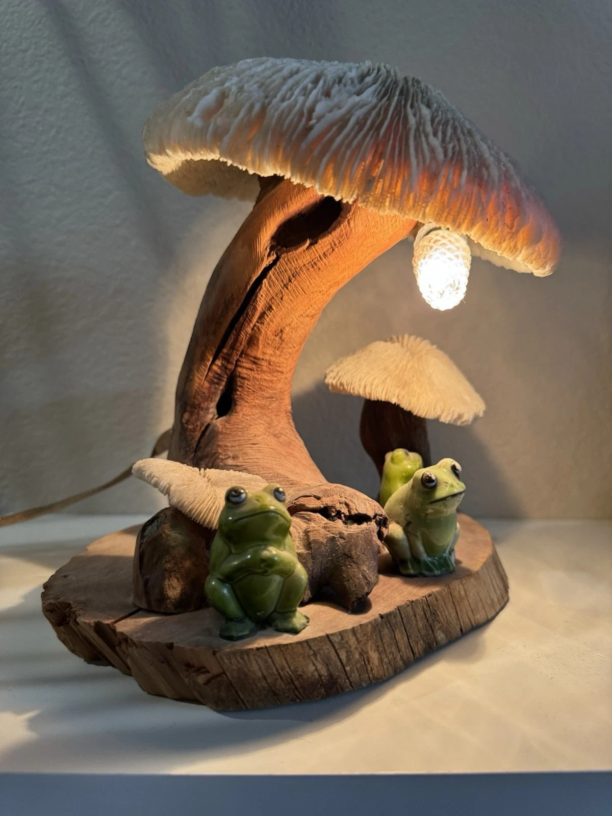 Vintage Real Coral Mushroom & Driftwood Lamp W/ Frogs *read description | eBay US