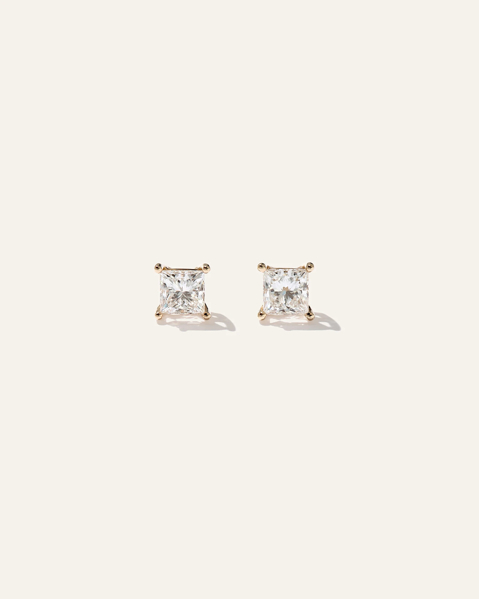 14K Gold Lab Grown Diamond Princess Solitaire Studs | Quince