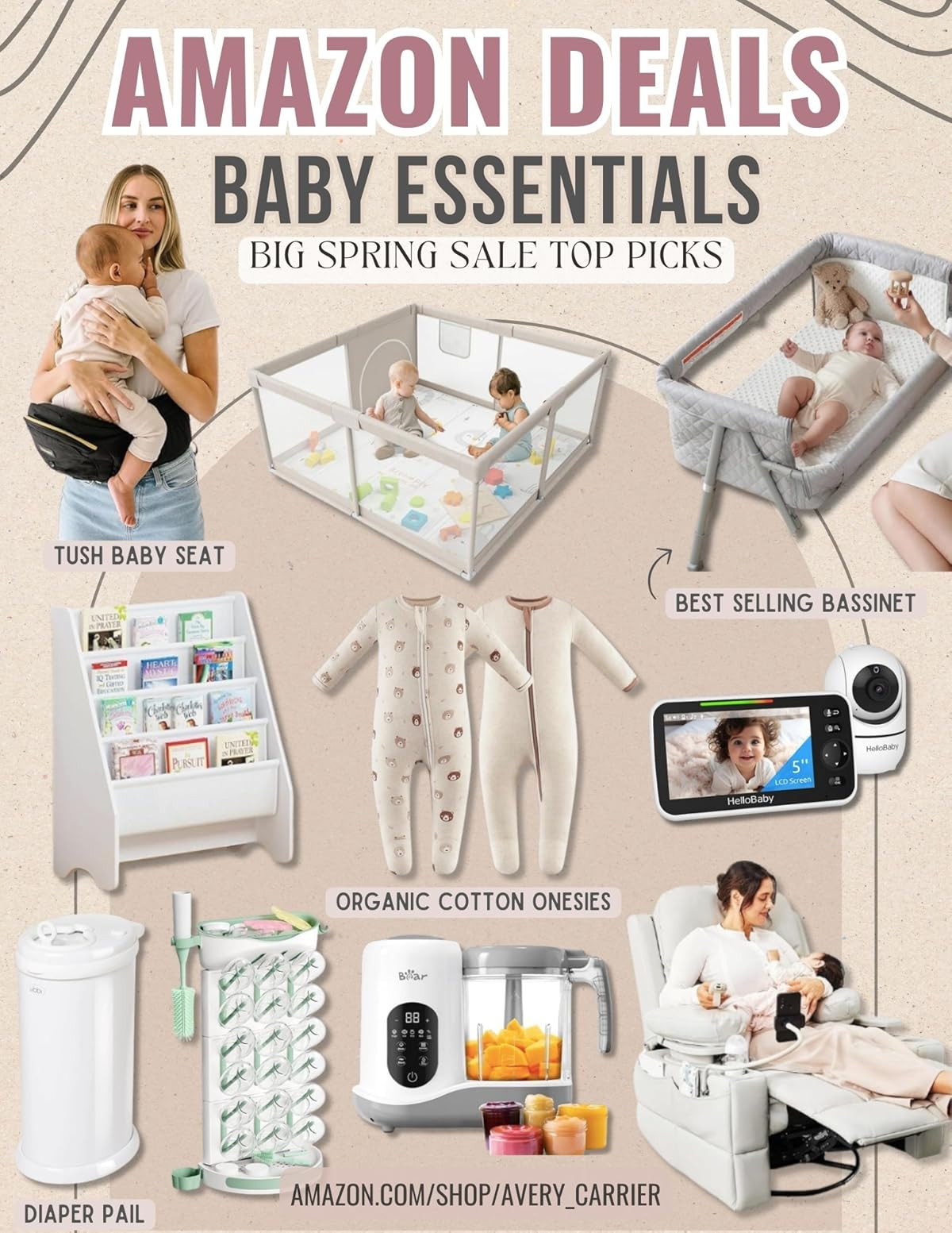 AirClub Bassinet Bedside Sleeper, Baby Crib for Newborn, Baby Bassinets Bedside Sleeper with 4 Au... | Amazon (US)