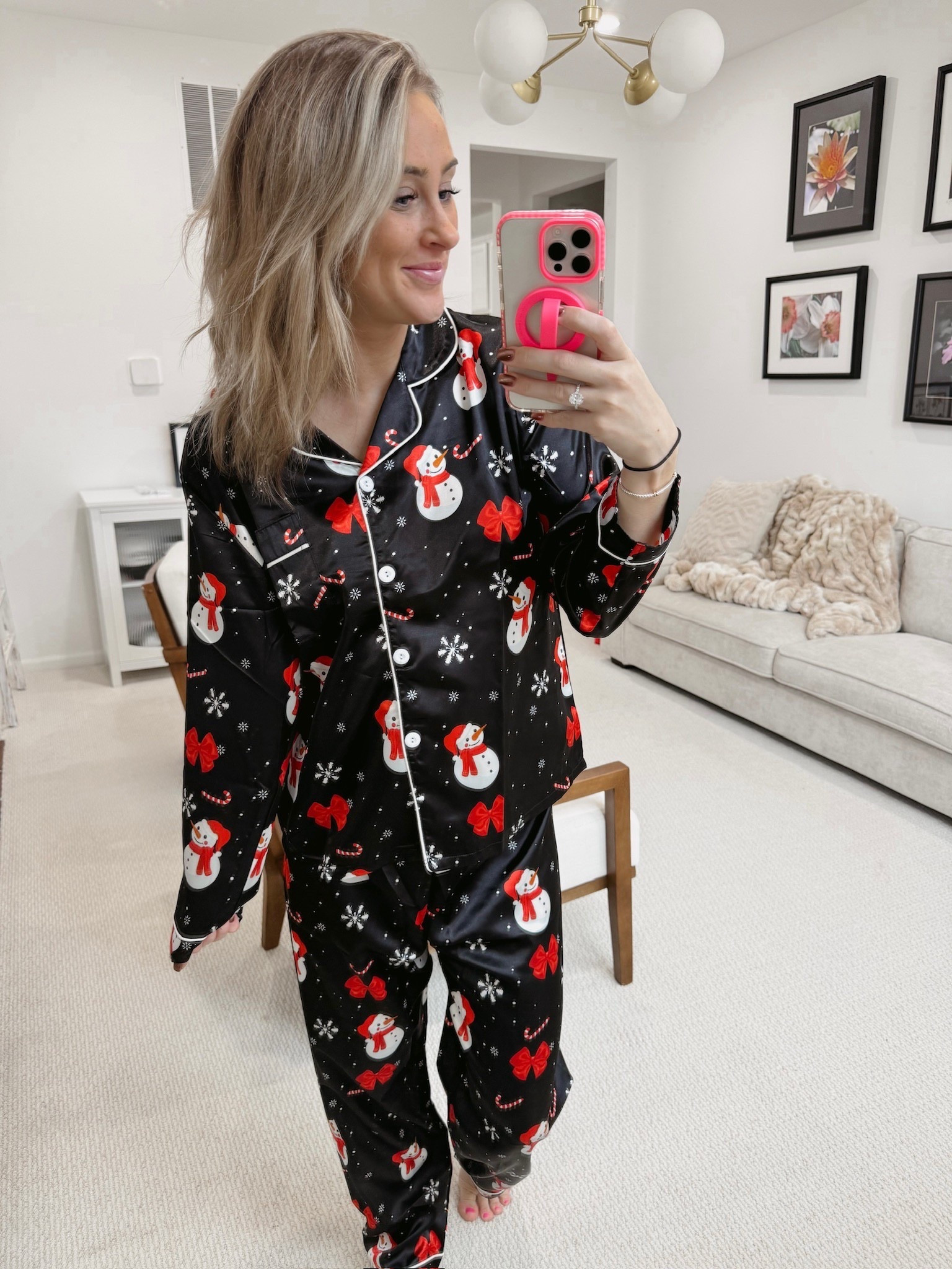 Walmart does it again! Cozy up in these black snowman PJs — festive, comfy, and under budget! Perfect for movie nights & Christmas morning vibes! #WalmartFinds #HolidayStyle #LTKHoliday