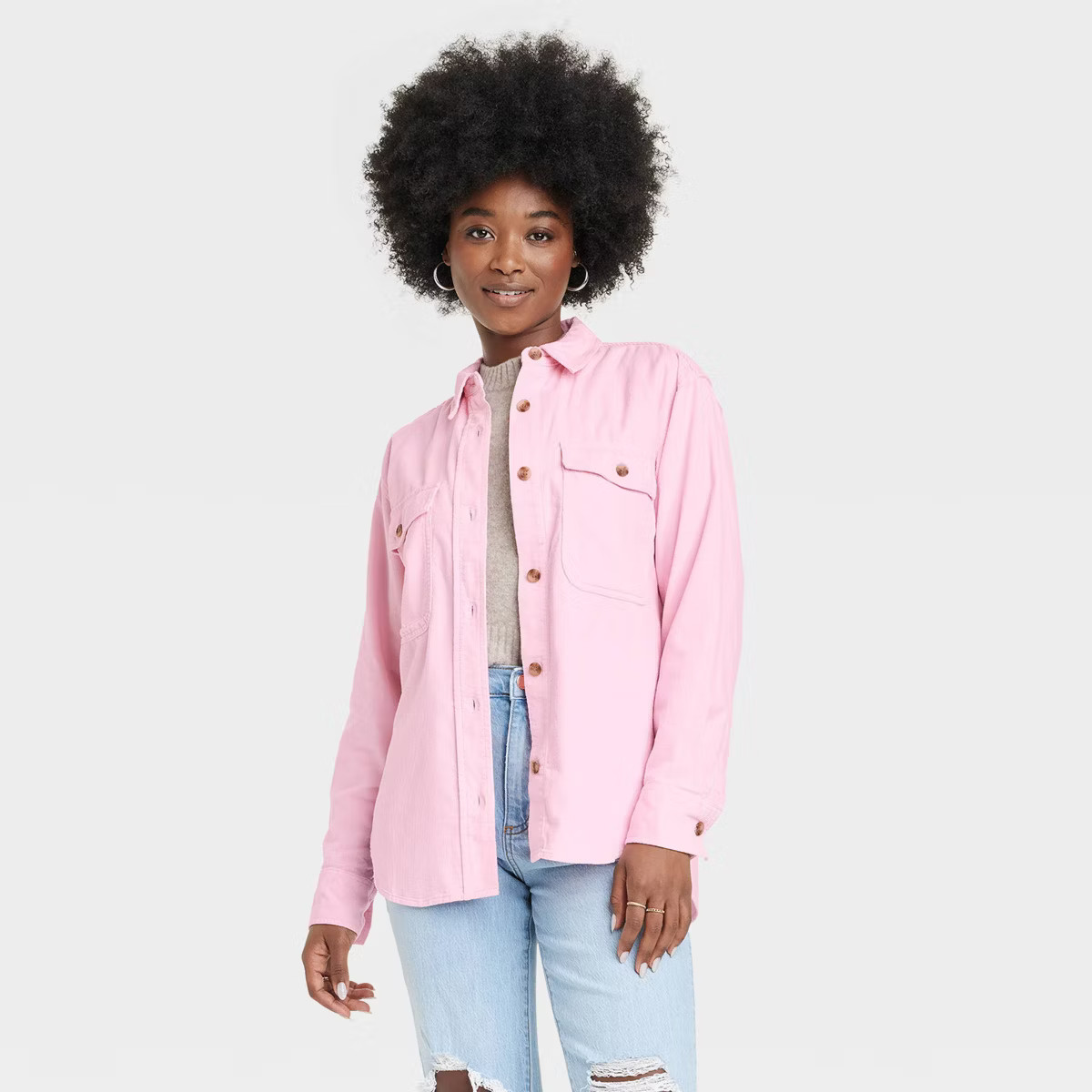 Women's Oversized Corduroy Long Sleeve Collared Button-Down Shirt - Universal Thread™ | Target