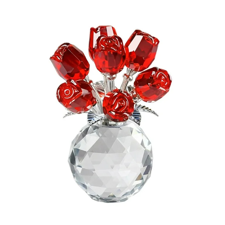 Transparent Glass Rose Bouquet Ornament - Handcrafted Crystal Flower Decor for Home Tabletop, Ide... | Walmart (US)