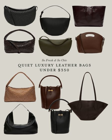 Quiet luxury leather bags under $350! These are all on my wish list but especially the woven tan one! 😍 
-
Work bags - everyday leather bags - leather bags work - ootd bags - minimalist bags - half moon bags leather - woven leather bags - Bottega dupe bags - massimo dutti bags - leather mini tote bag - leather large bag - laptop leather bag - shoulder bags leather - affordable luxury bags 

#LTKworkwear #LTKitbag #LTKstyletip