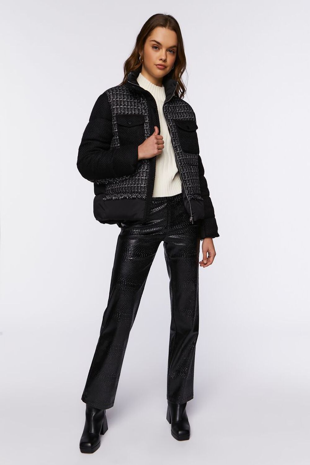 Tweed Puffer Jacket | Forever 21 (US)