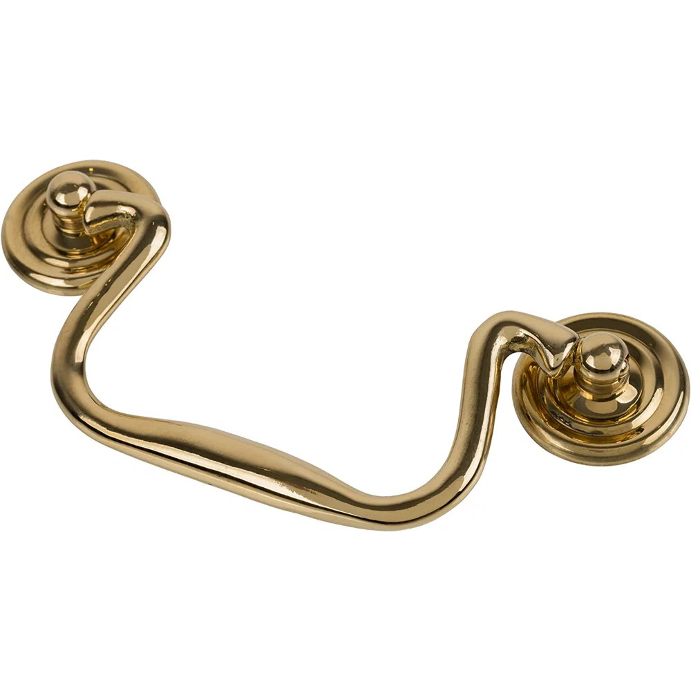 UNIQANTIQ HARDWARE SUPPLY Plain Cast Brass Swan Neck Drawer Bail Pull Handle ( Centers: 4" ) | Wa... | Wayfair North America