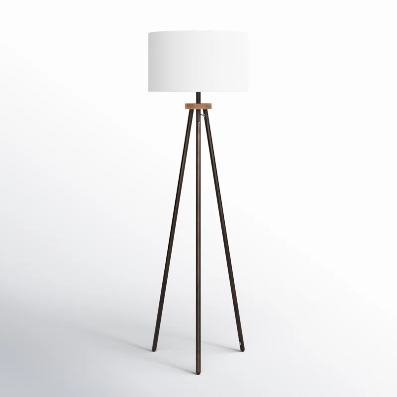 Siti 62" Iron Tripod Floor Lamp with Drum Shade, Bronze | Joss & Main
