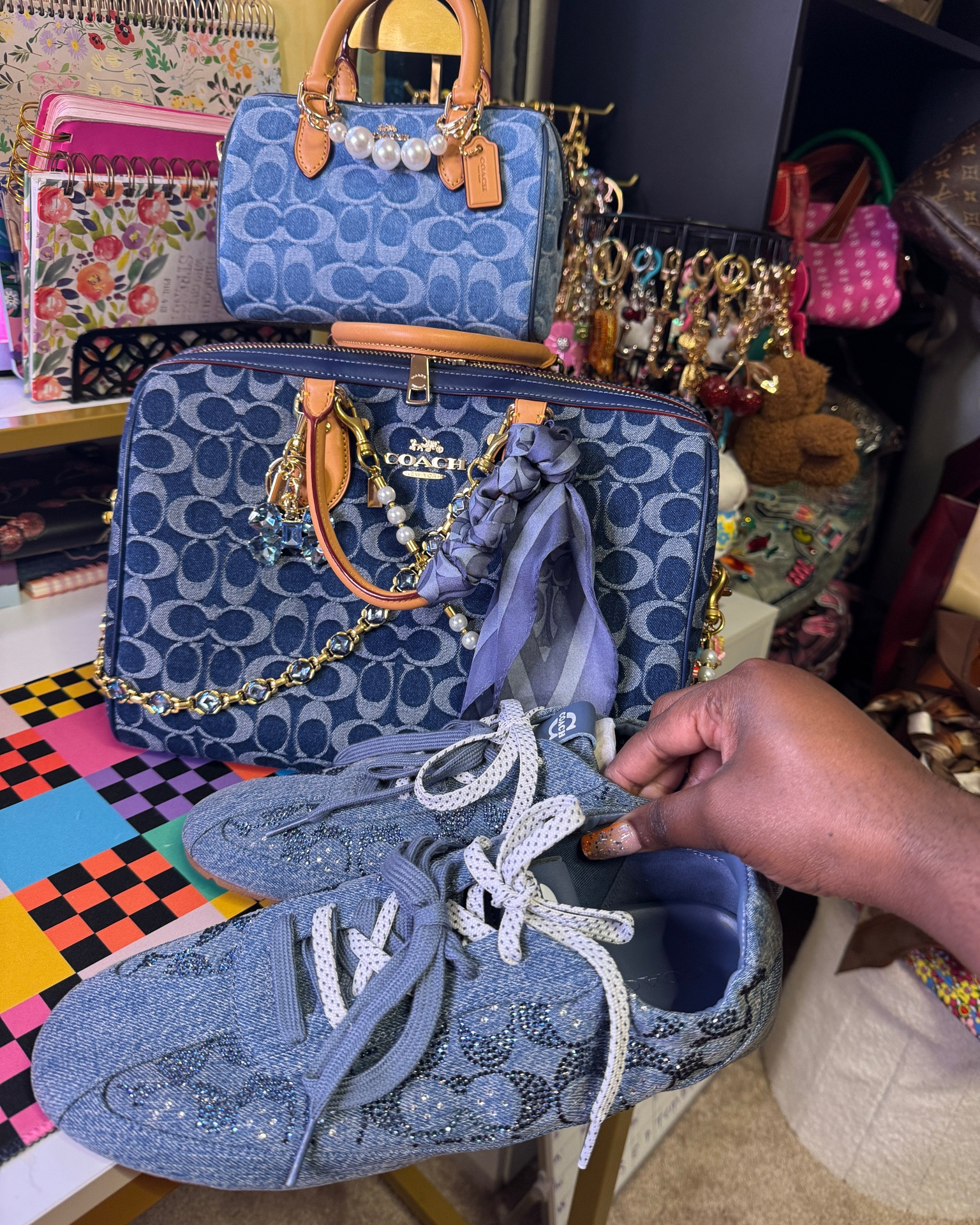 We got coach denim crystal at home! But I needed the soft sneakers for sure 💙✨ #coach #coachsneakers #coachdenim #denimcrystal