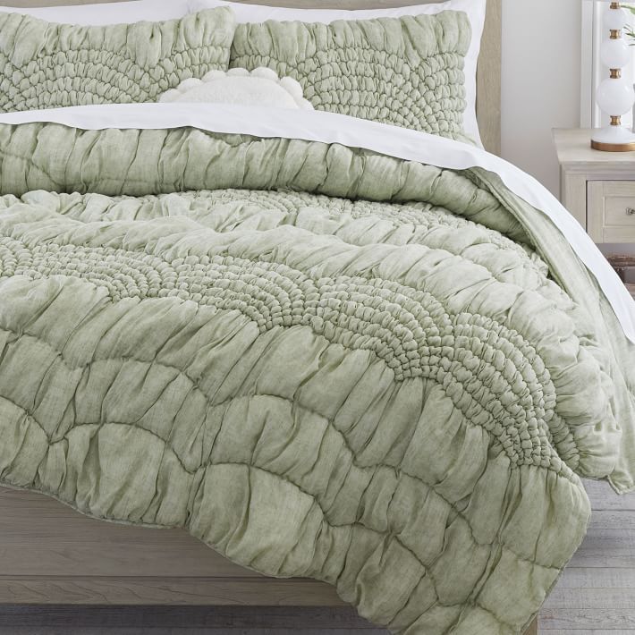 Cream Puff Microfiber Quilt, Sage | Pottery Barn Teen