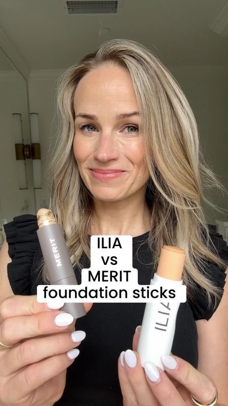 Foundation sticks are my new favorite base! They’re so quick to apply and look so natural. 

I wear Willow in Ilia and Dune in merit. The dune is slightly too light however! 

 They are truly SO similar but I slightly prefer the Ilia one since the bigger stick makes it faster to apply and it blends more easily. They work well on my dry, mature skin but I do like the Colleen Rothschild face oil underneath. (Or the merit glow serum). 

Let me know if you have questions!! 

#LTKover40 #LTKbeauty