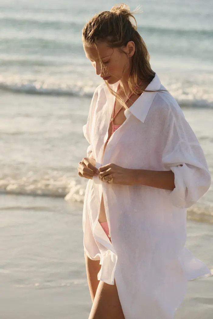 H&M Linen Beach Shirt | Nordstrom | Nordstrom