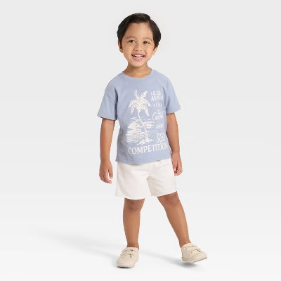 Grayson Mini Toddler Boys' Short Sleeve T-Shirt and Shorts Set - Blue 12M | Target