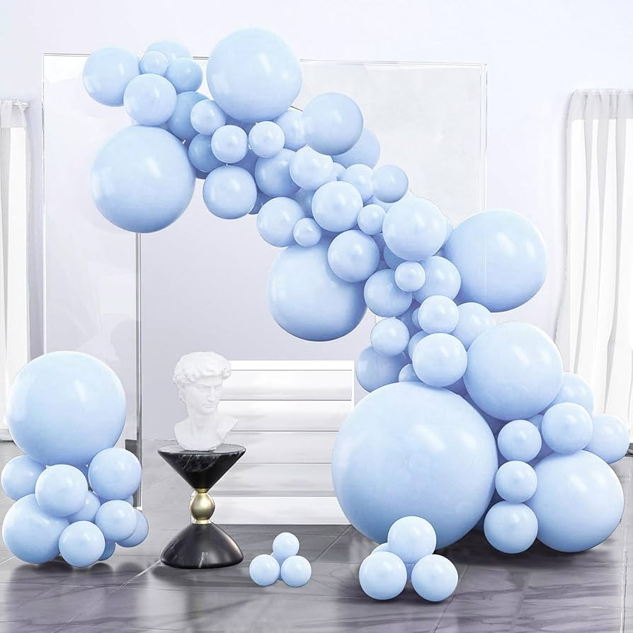 PartyWoo Baby Blue Balloons 100 pcs Different Sizes of 36 18 12 10 5 Inch Light Pastel Sky Aqua B... | Amazon (US)