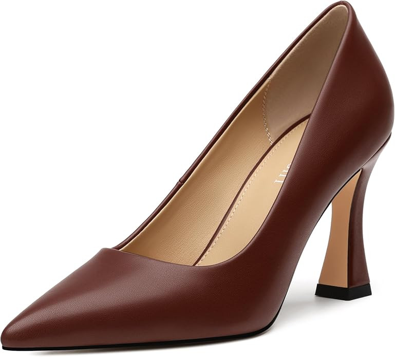 AMBELIGHT Women's Pointed Toe Stiletto Pumps 3.2 Inch High Heels Slip On Classic Comfort Dress Sh... | Amazon (US)