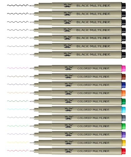 Mr. Pen- Drawing Pens for Artists, 18 Pack, Black Ink Multiliner, Colorful 0.3mm Artist Pens | Amazon (US)