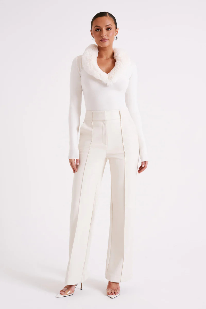 Toni Faux Leather Wide Leg Pant - Ivory | MESHKI US