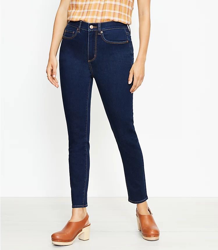 High Rise Skinny Jeans in Rinse Wash | LOFT