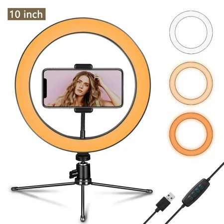 Reactionnx LED Ring Light for Live Streaming and YouTube Video Shooting, 6"" Desktop Makeup Ring Lig | Walmart (US)