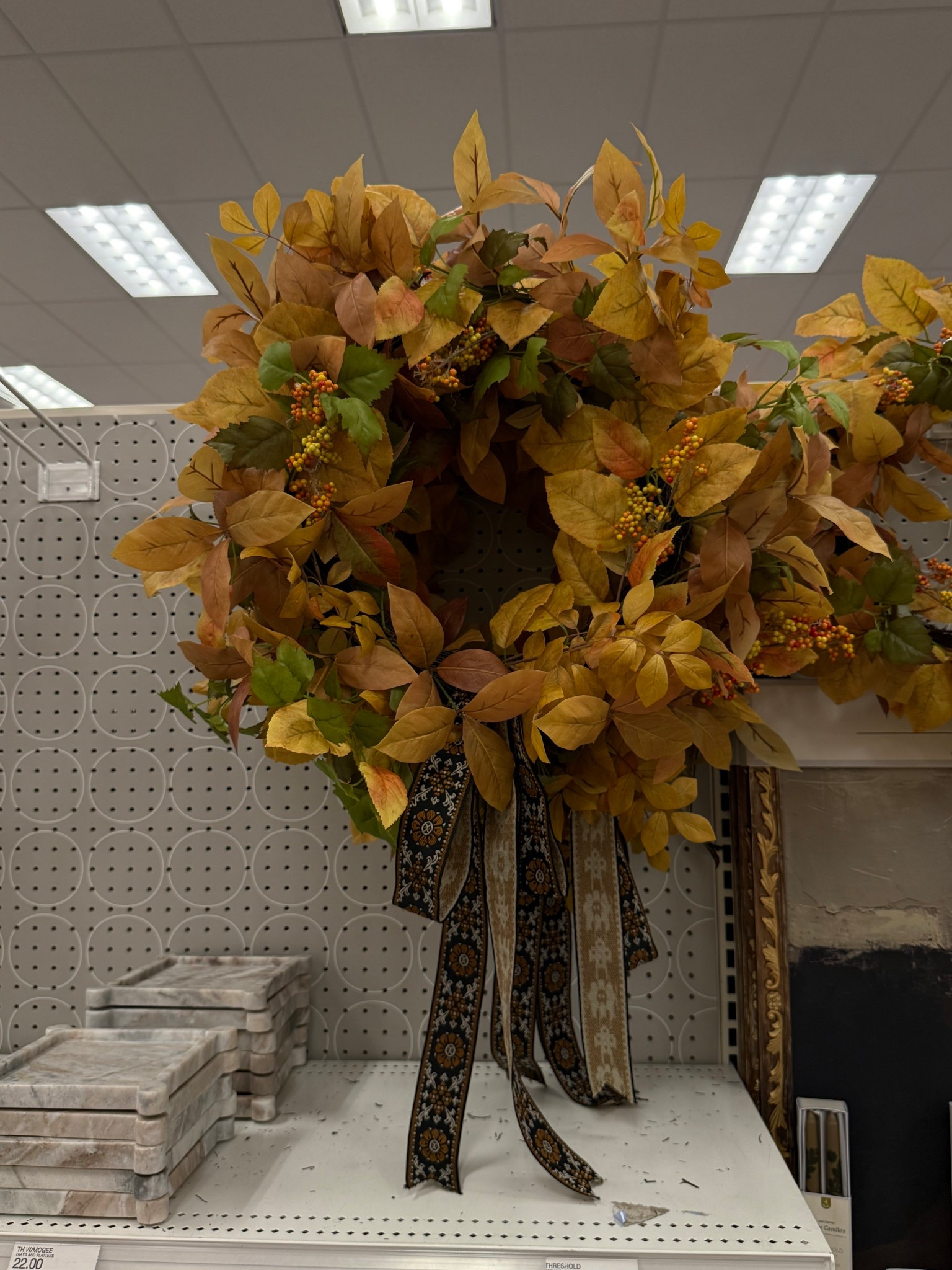 Beautiful fall wreath with stunning ribbon I saw at target 🤎
