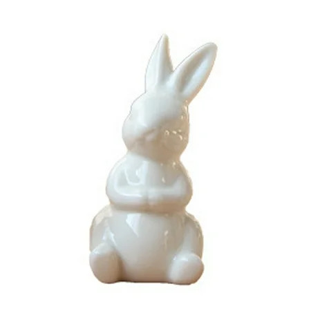 STEBCECE Pure White Rabbit Ceramic Figurines Home Decoration China Gift, Modern Statue | Walmart (US)