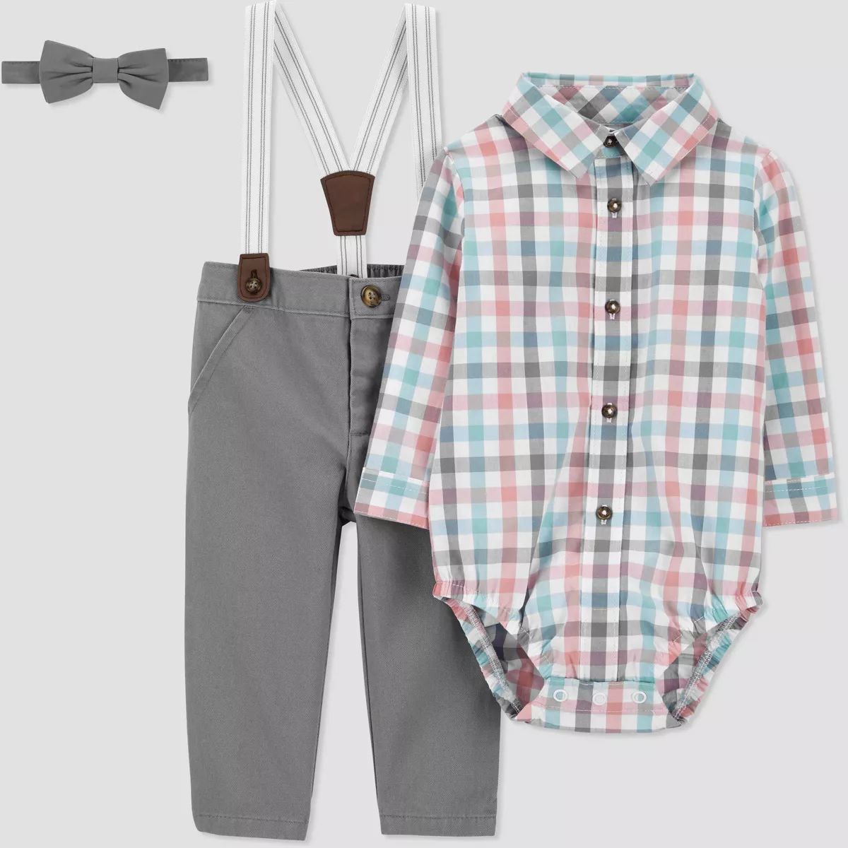 Carter's Just One You® Toddler Boys' Plaid Top & Bottom Set - Pink/Gray/Blue | Target
