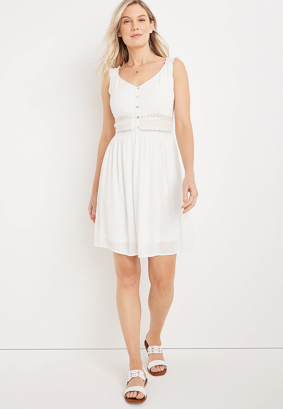White Lace Babydoll Mini Dress | Maurices