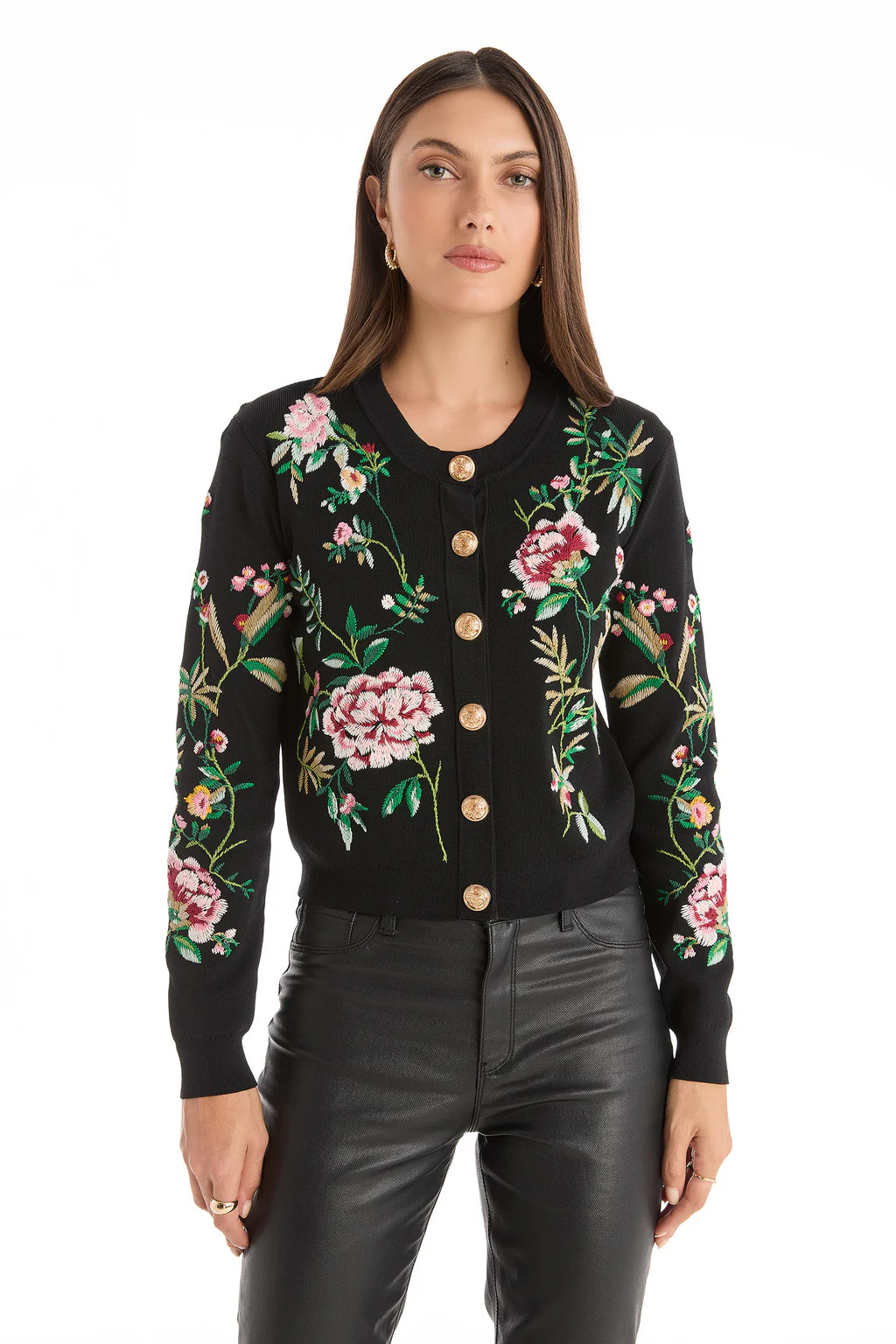 Alyssa Jacquard Cardigan - Black Floral | The Noli Shop