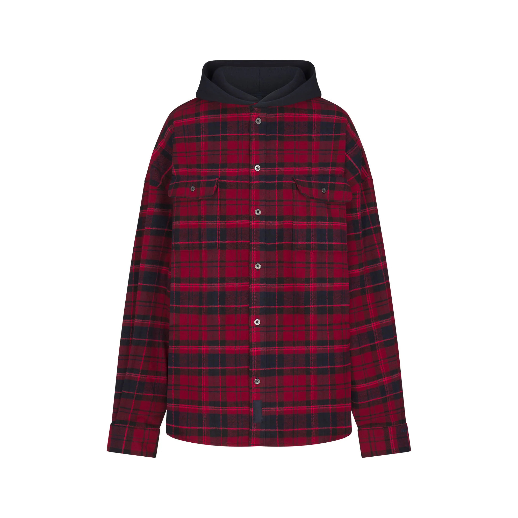 OUTDOOR FLANNEL OVERSIZED HOODED SHIRT | MERLOT CABIN PLAID | SKIMS | SKIMS (US)