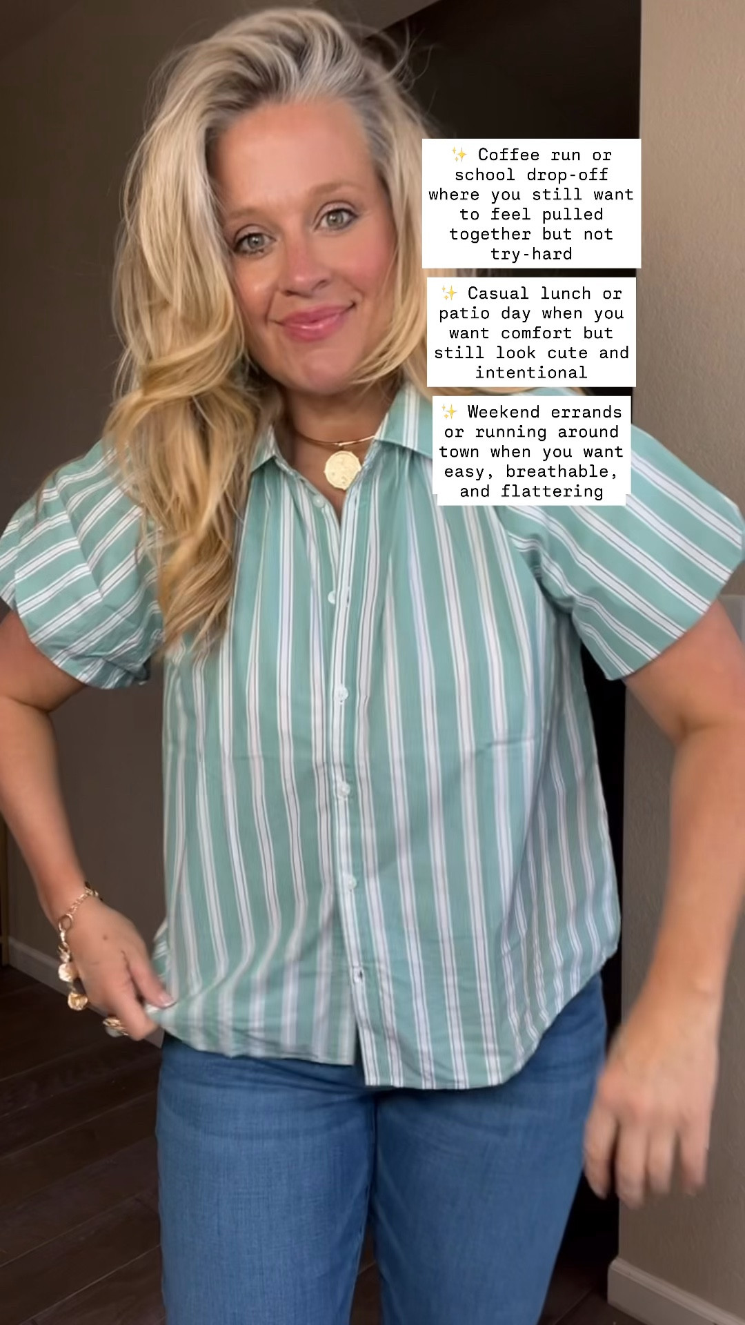  ✨Tap the bell, save and ❤️ for over 40 fashion, midlife style, midsize fashion and luxury looks for less. 

⬇️Sizing information: top medium (size down if in between sizes.) jeans 31 (size up if in between sizes.)

✨ Coffee run or school drop-off where you still want to feel pulled together but not try-hard

✨ Casual lunch or patio day when you want comfort but still look cute and intentional

✨ Weekend errands or running around town when you want easy, breathable, and flattering

👑"Helping you look good, feel good!" - Lindsey Denver


#LTKMidsize #LTKSaleAlert #LTKOver40
