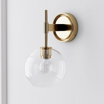 Sculptural Flat Bar Globe Sconce (6"&ndash;8") | West Elm (US)
