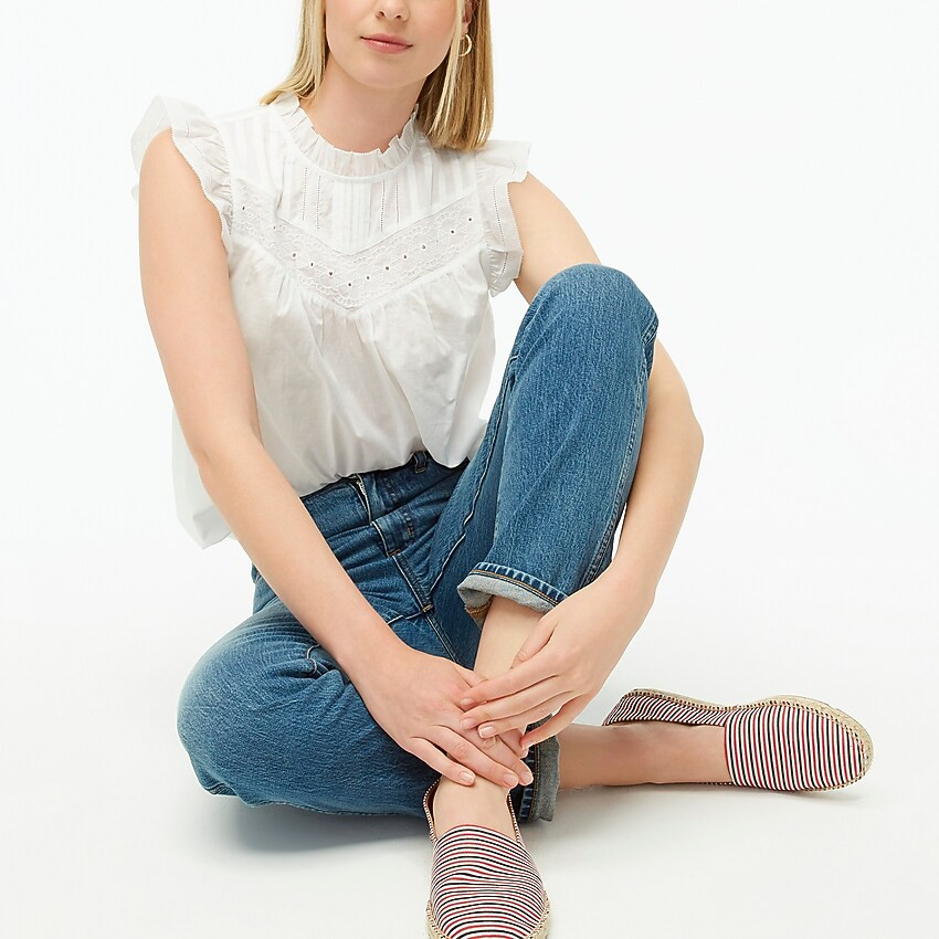 Sleeveless embroidered ruffle-sleeve top | J.Crew Factory