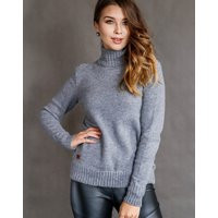 Warm Gray Turtleneck Sweater For Woman, Springtime Merino Wool Top, Hand Knitted Woolen Pullover | Etsy (US)