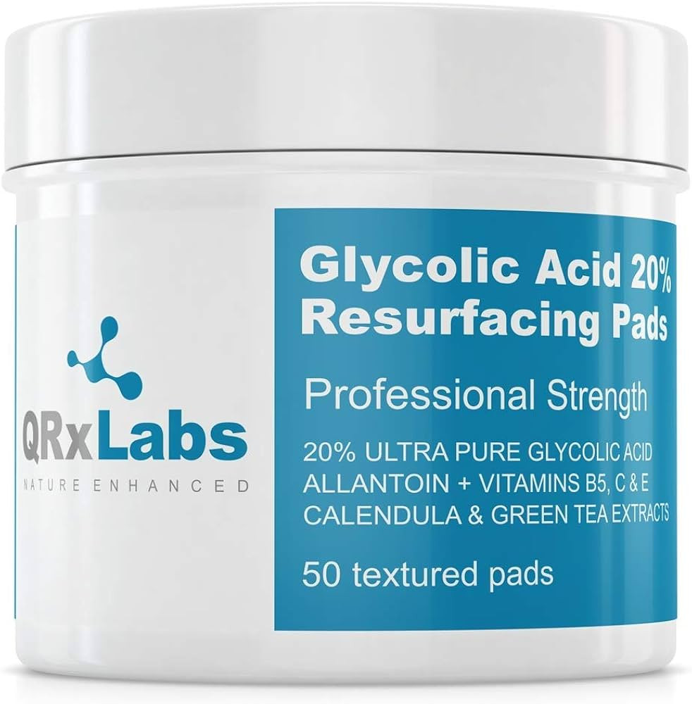 QRxLabs Glycolic Acid 20% Resurfacing Pads for Face & Body with Vitamins B5, C & E, Green Tea, Ca... | Amazon (US)