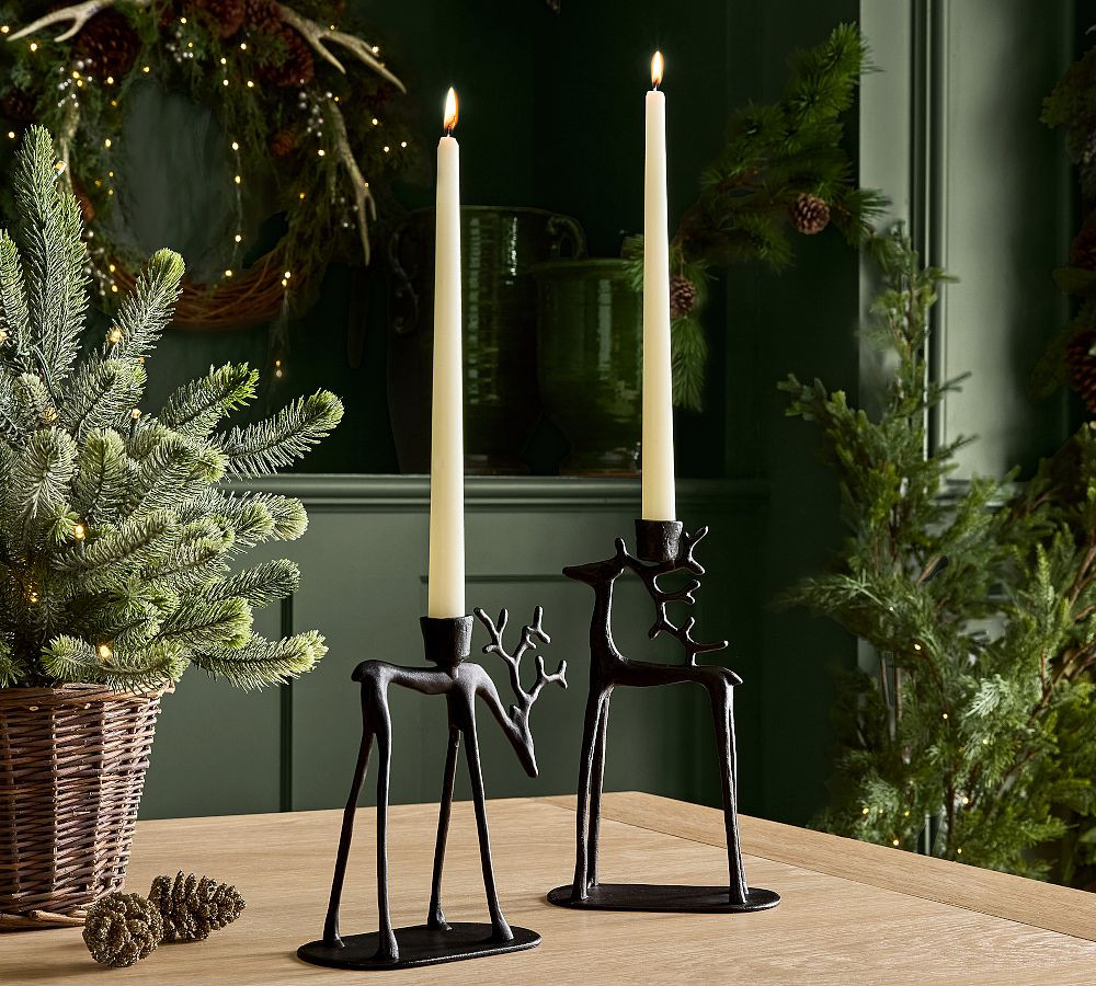 Bronze Sculpted Reindeer Candle Holder | Pottery Barn (US)