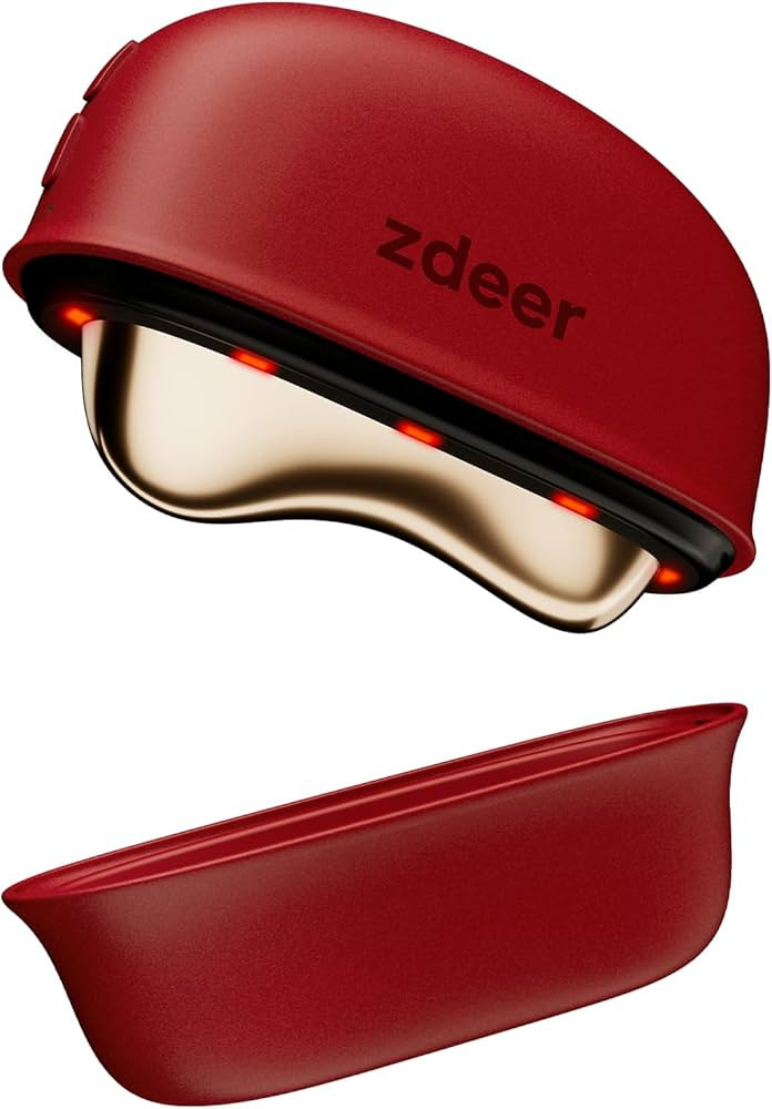 LED Red Light for Face & Neck Massager Facial Care Device – Electric Gua Sha Brass Tool with He... | Amazon (US)