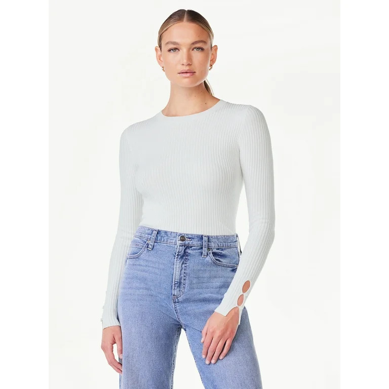 Scoop Women's Ribbed Knit Sweater Bodysuit with Long Sleeves, Sizes XS-XXL - Walmart.com | Walmart (US)