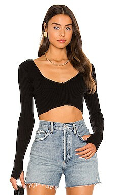 MAJORELLE Noelle Cropped Sweater in Black from Revolve.com | Revolve Clothing (Global)