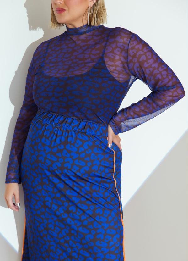 Quintess - Blusa Onça Marinho Segunda Pele em Tule | Posthaus (BR)