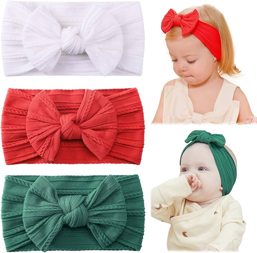 jollybows Baby Girl Headband Bows Nylon Head Wraps Newborn Hairbands Infant Toddler Hair Bow (4- ... | Amazon (US)