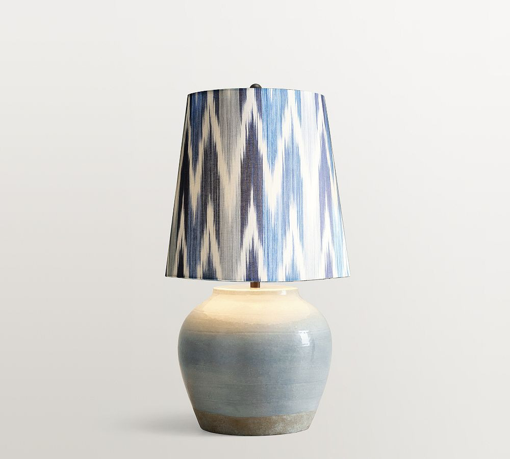 Miller Ceramic Bedside Lamp with Kravet Ikat Shade (25") | Pottery Barn (US)