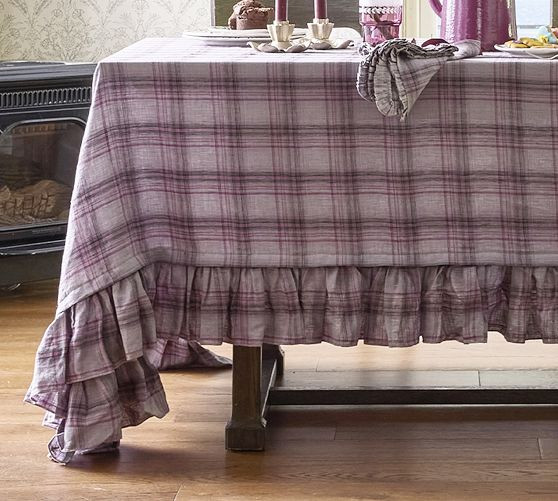 Ruby Plaid Ruffle Tablecloth | GreenRow