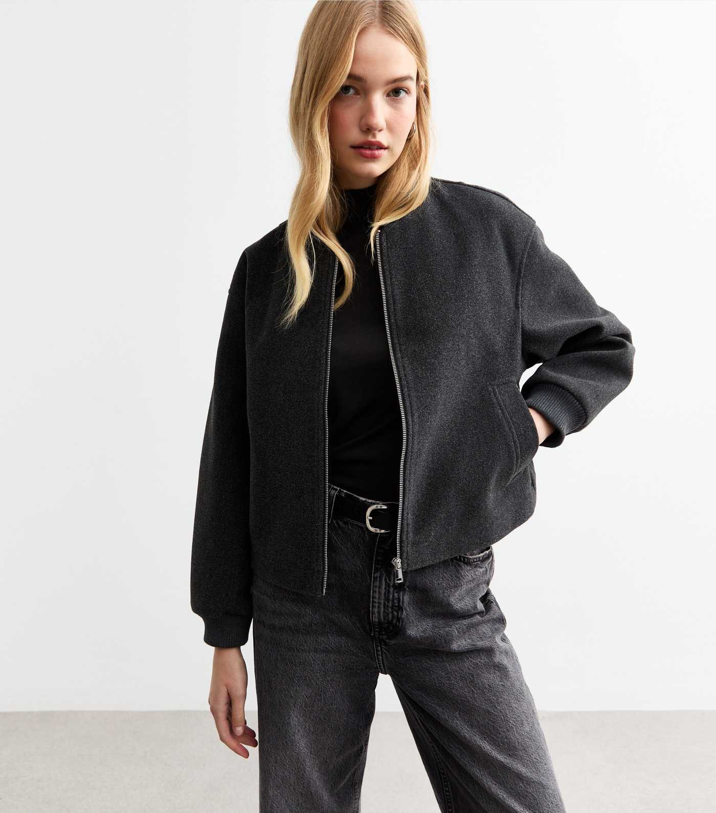 Grey Brushed Bomber Jacket
						
						Add to Saved Items
						Remove from Saved Items | New Look (UK)