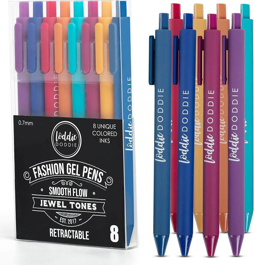 Loddie Doddie Jewel Tones Gel Pens - 0.7 mm Medium, Retractable, Pack of 8 - Smooth Non-Smudge Ge... | Amazon (US)