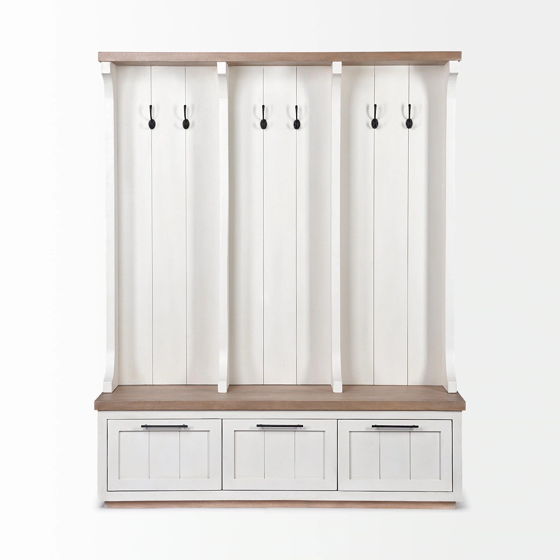 Fairview IV White & Light Brown Solid Wood w/ 3 Drawers Hall Tree - 61.0L x 18.0W x 76.0H - Overs... | Overstock
